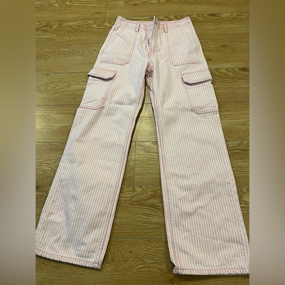 Zara pink stripped cargo pants - Picture 9 of 11